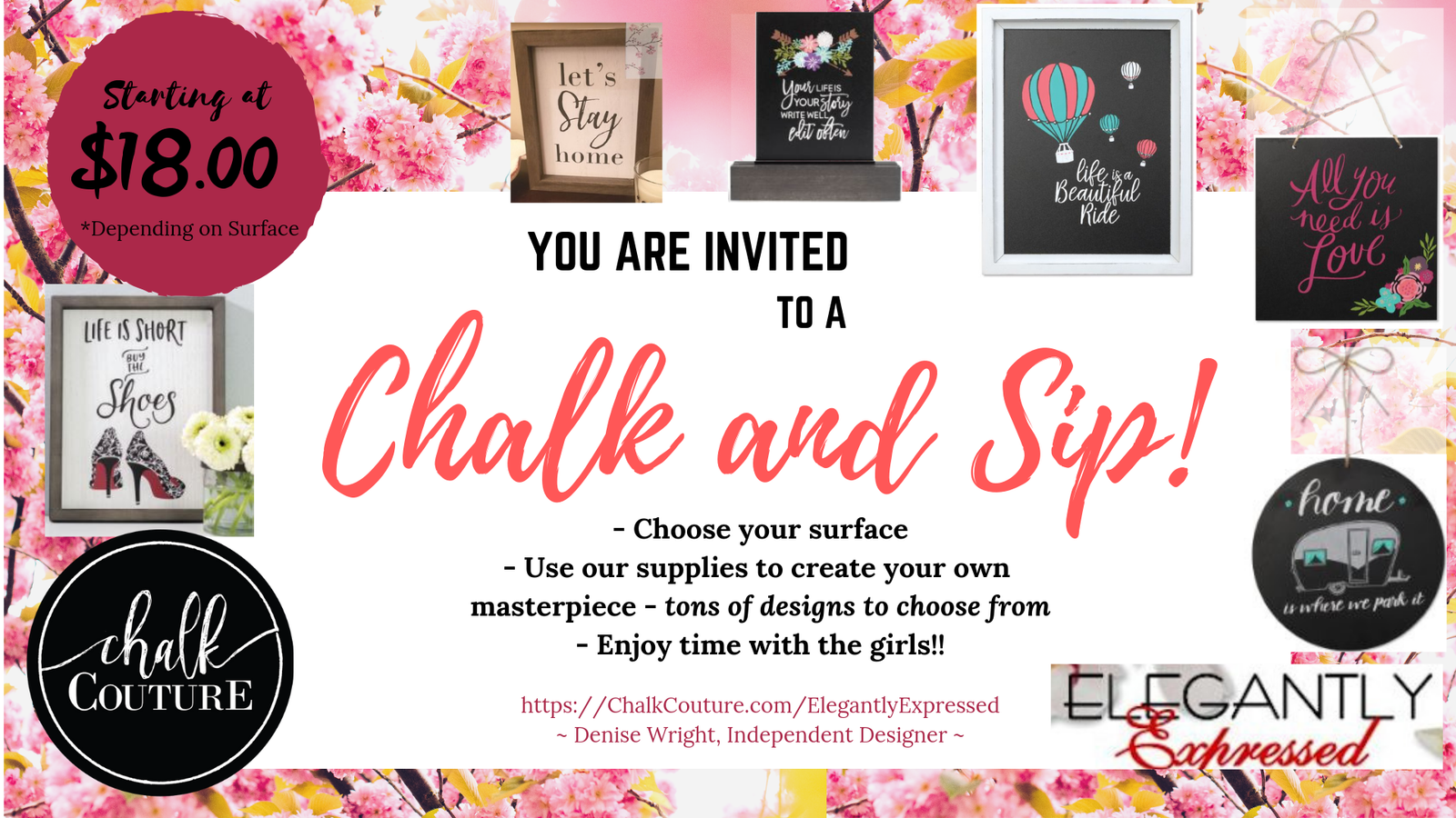 chalk and sip party picture with surface options