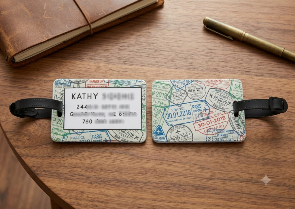 Luggage Tag - MDF 3.75"x2.3" - double sided personalized