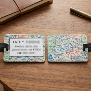 Luggage Tag - MDF 3.75"x2.3" - double sided personalized