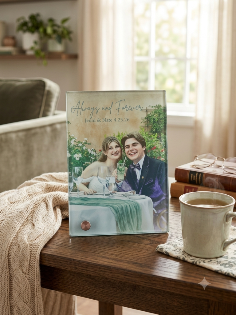 Custom Watercolor Glass Print with Metal Stand - 5x7"